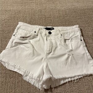 Kut from the Kloth Frayed Hem White Jean Shorts
